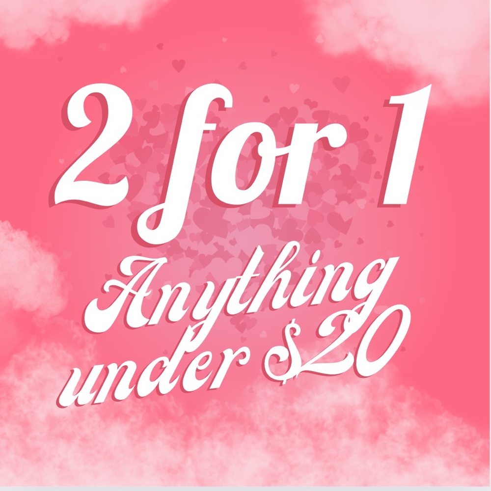 Anything under $20 in my closet 2 for 1. Make me an offer!